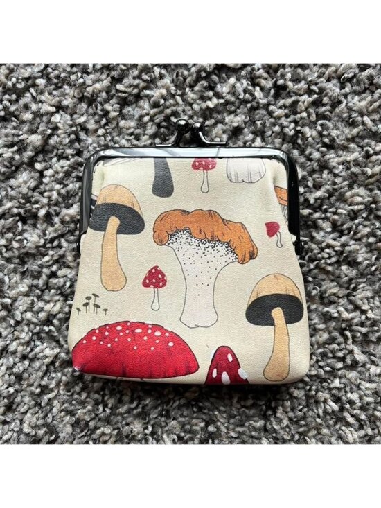 The Unbranded Brand Handbags - Mushroom Coin Purse Kisslock Closure Fairycore Coquette Kawaii Cottagecore